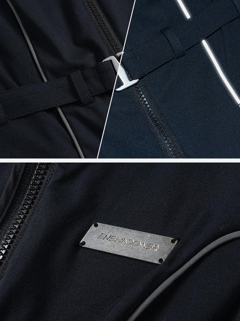 Reflective Strip Zip Up Vest