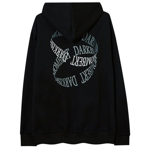 Circle Letters Print Fleece Zip Up Hoodie