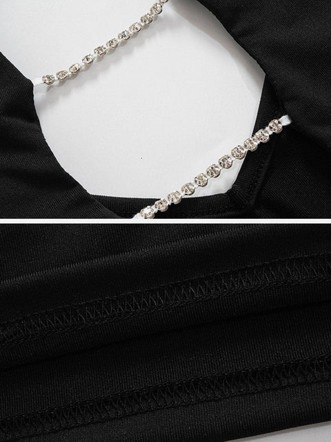 Solid Lace-Up Cutout Back Dress