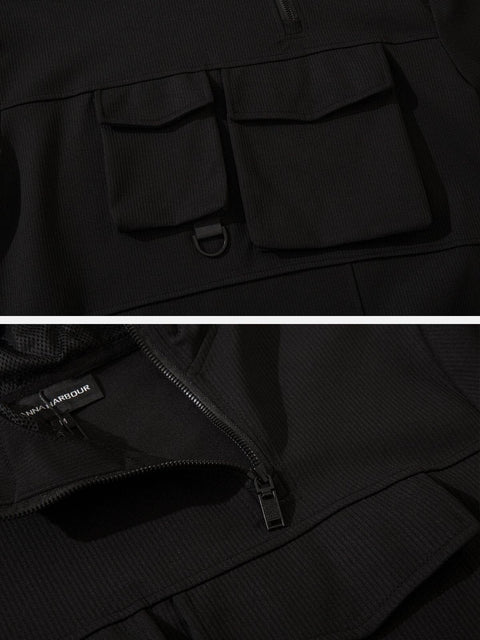 Irregular Zipper Big Pocket Jacket