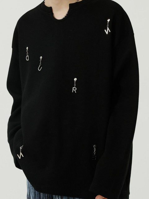 Solid Color Chain Design Sweatshirt
