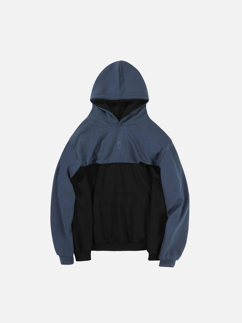 Patchwork Sleeve Fake Two Hoodie
