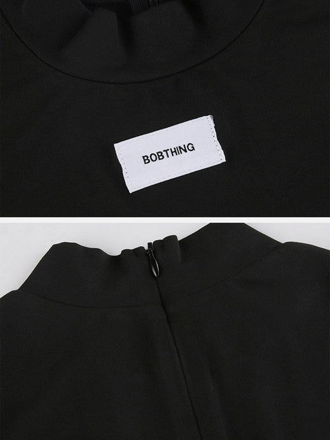 Half Turtleneck Label Jumpsuit