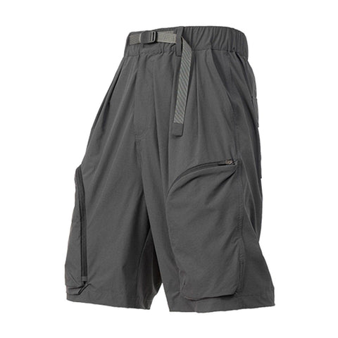 Zip Up Curved Pocket Drawstring Shorts