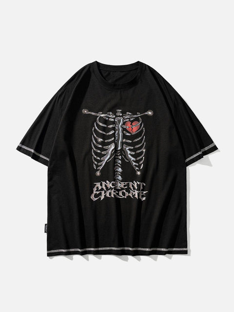 Skeleton Broken Heart Print Tee