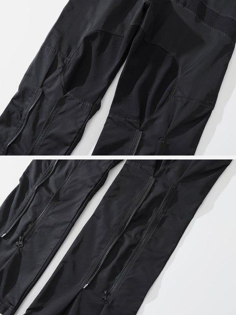 Patchwork Zip Up Straight Cargo Pants