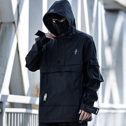Half Zip Ninja Functional PU Hooded Jacket
