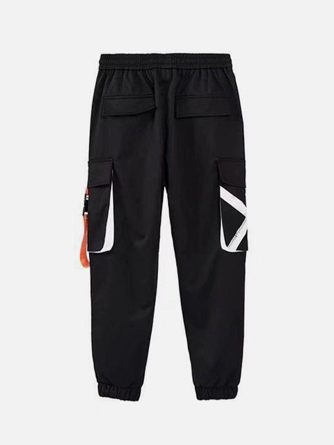 Function Ribbons Print Cargo Pants