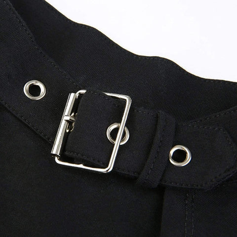 Metal Circle Hollow Out Long-sleeved T-shirt