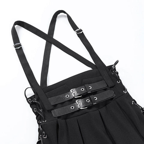Punk Strap Pleated Skirt
