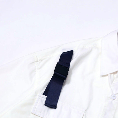 Multi Pockets Strap Shirt