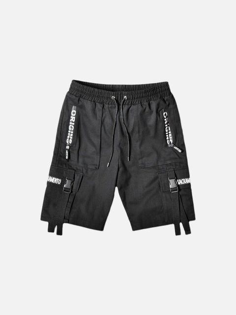 Letter Schoolbag Buckle Cargo Shorts