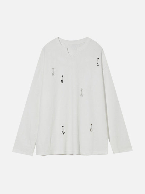 Solid Color Chain Design Sweatshirt
