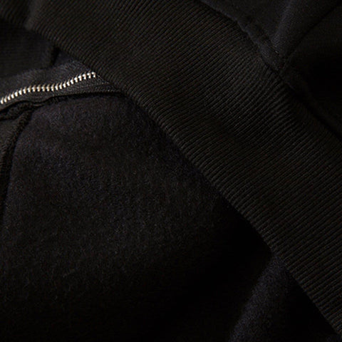 Circle Letters Print Fleece Zip Up Hoodie