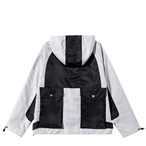 Functional Patchwork Multi Pockets Hooded Jacket