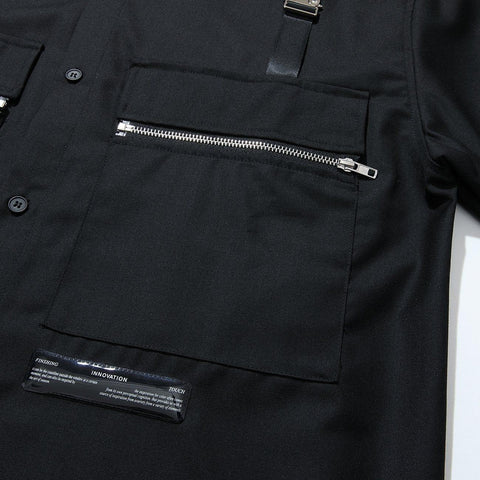 Big Pocket Zip Up Long Sleeve Shirt