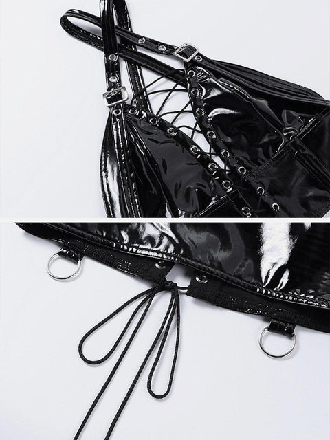 Tie Rope Buckle PU Vest