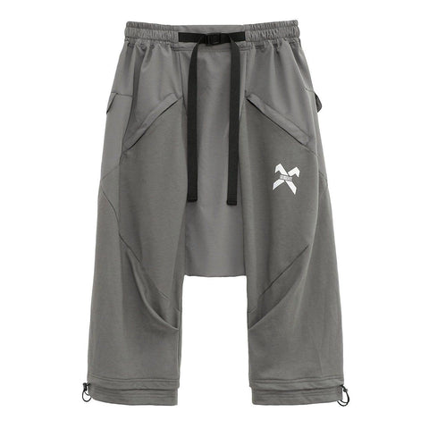Multi Pockets Drawstring Calf Pants