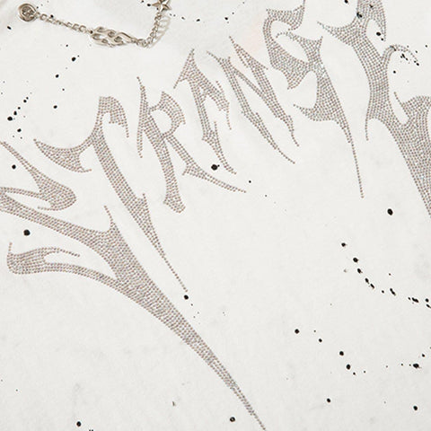 Splash Ink Necklace Letters Print Sweatshirt