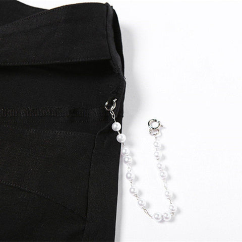 High Waist Cut-out Chain Flared Pants