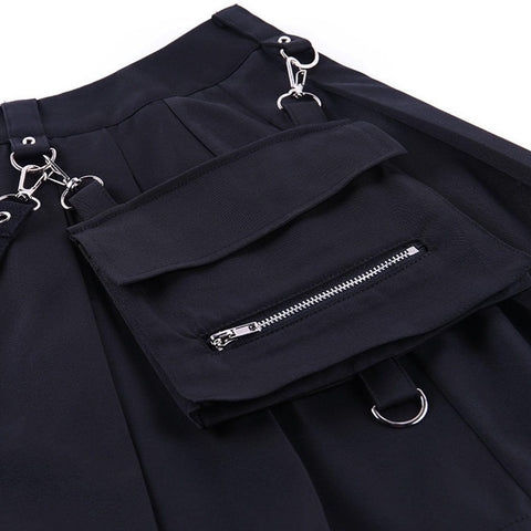 Dark Punk Irregular Pockets Skirt