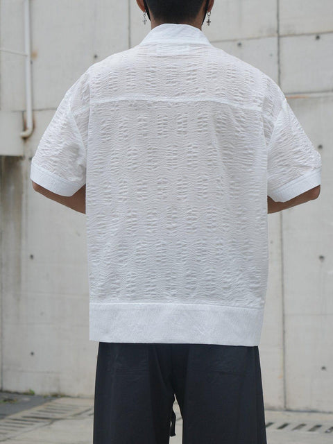 Chain Zip Up Short Sleeve Shirt