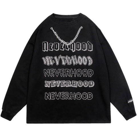 Necklace Letters Print Sweatshirt