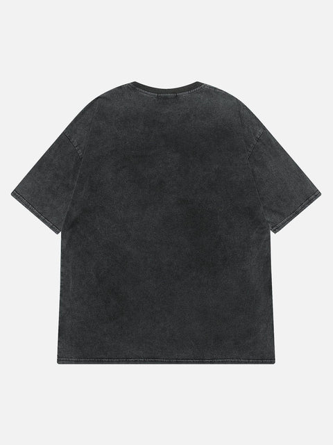 Washed Burning Skeleton Dunk Graphic Tee