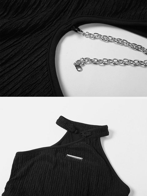 Chain Hollow Halterneck Dress