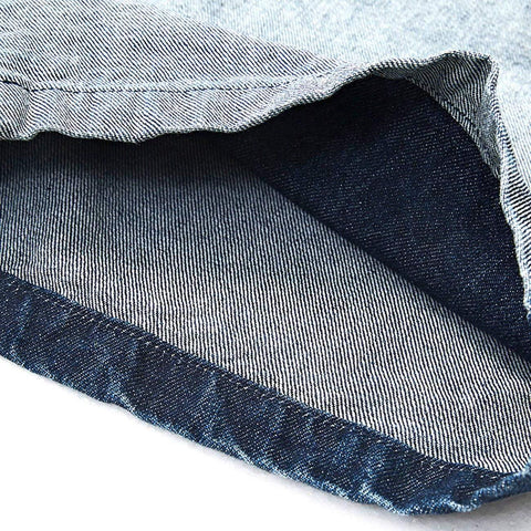 Paneled Contrast Denim Shorts