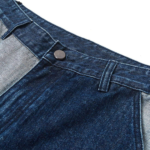 Paneled Contrast Denim Shorts