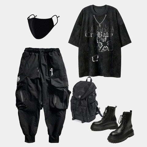 Skeleton Wings Chain Graphic Tee