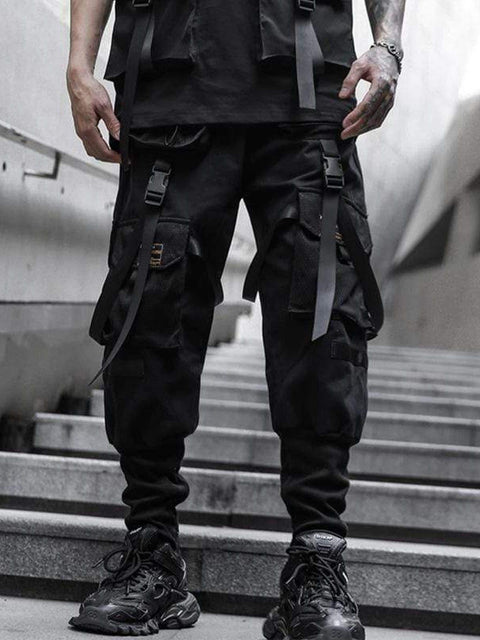 Webbing Dark Black Pants